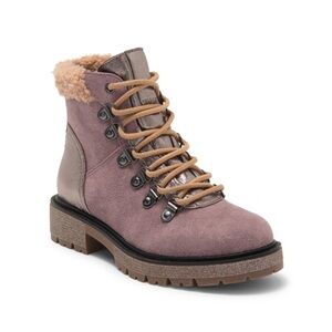 Steve Madden Kids' Combat Boot with Faux Fur Collar LAVENDER, Size 4 M nwt